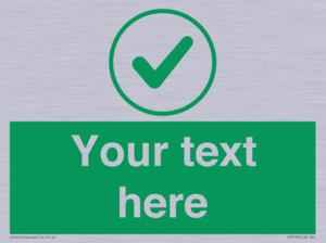 Custom green background, green tick in circle sign